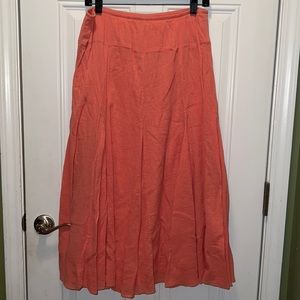 🌧 Lark Lane - Long Maxi Orange/Peach 100% Cotton Skirt - With Lining Size 14